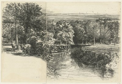 Kaksi aasia ja Dundrum-joki Kaksi aasia Dundrum-joki tekijältä Francis Seymour Haden (Sir) (signed by artist)