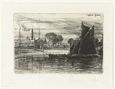 West London Rowing Club Feathers Tavern tekijältä Francis Seymour Haden (Sir) (signed by artist)