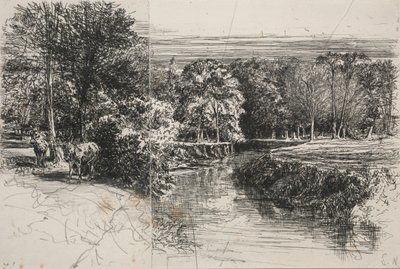 Dundrum River and the Two Ass, 1863. tekijältä Francis Seymour Haden