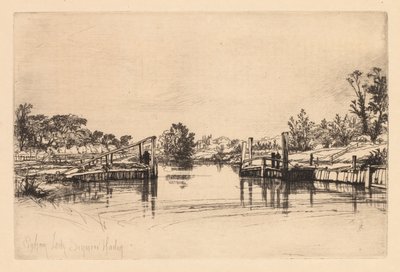 Egham Lock, 1859. tekijältä Francis Seymour Haden