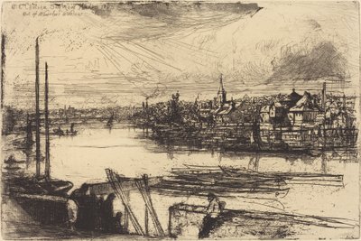 aVanha Chelsea, ulkona Whistlerin ikkunasta (Battersea Reach) tekijältä Francis Seymour Haden