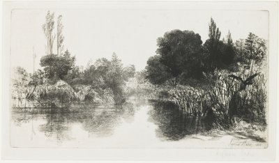 Shere Mill Pond (Suurempi lautanen), 1860 tekijältä Francis Seymour Haden