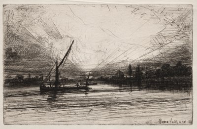 Auringonlasku Thamesilla tekijältä Francis Seymour Haden