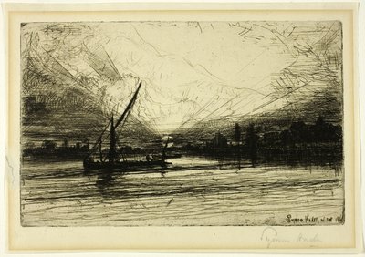 Auringonlasku Thamesilla tekijältä Francis Seymour Haden