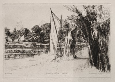Thames Ditton - Purjeella, 1864. tekijältä Francis Seymour Haden
