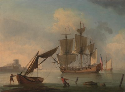 Englantilainen Sloop tuli rantaan lähellä tekijältä Francis Swaine