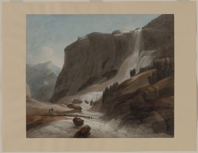 Vesiputous Chiavennan ja Mount Splügenin välillä, 1784. tekijältä Francis Towne