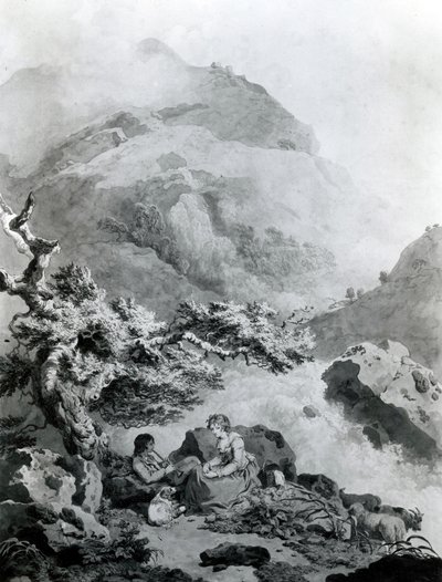 Kuvitus Jean-Jacques Rousseaun "Nouvelle Héloise" 1786 (kynä ja muste wc:llä) tekijältä Francis Wheatley