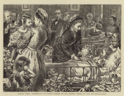 Sairaala sunnuntai, Victorian sairaiden lasten sairaalan avaaminen Chelseassa, HRH, prinsessa Louise tekijältä Francis Wilfred Lawson