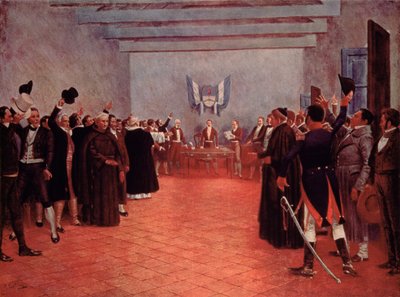 Tucumanin kongressi, Argentiinan itsenäisyysjulistus Espanjasta vuonna 1816 (väri litho) tekijältä Francisco (after) Fortuny
