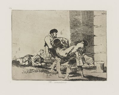 Hautausmaalle. (Hautausmaalle.), pl. 56 sarjasta The Disasters of War tekijältä Francisco de Goya