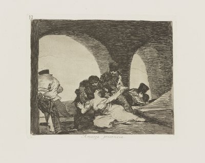 katkera läsnäolo. (Bitter To Be Present.), pl. 13 sarjasta The Disasters of War tekijältä Francisco de Goya