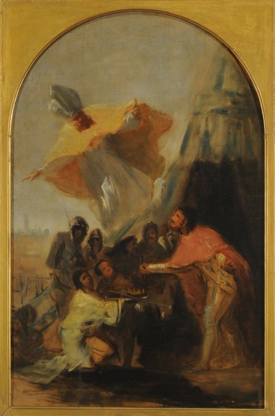 Pyhän Isidoroksen ilmestyminen kuningas Ferdinand pyhälle Sevillan muurien edustalla. tekijältä Francisco de Goya