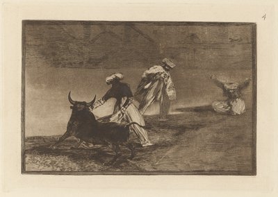 Capean otro encerrado (He pelaavat toista niemen kanssa aitauksessa), levy 4 La tauromaquiasta tekijältä Francisco de Goya