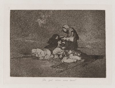 mistä? tarjoilee kupin? (Mikä on kupin käyttö?), levy 59 julkaisusta The Disasters of War tekijältä Francisco de Goya