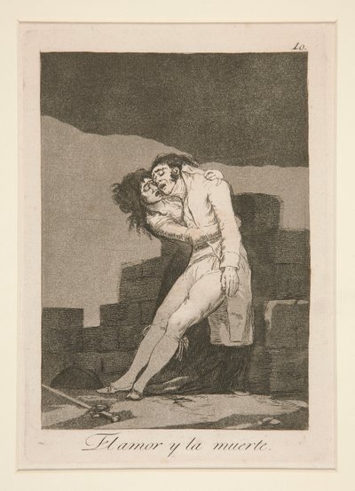 rakkaus ja kuolema (Love and Death), pl. 10 sarjasta The Caprices tekijältä Francisco de Goya