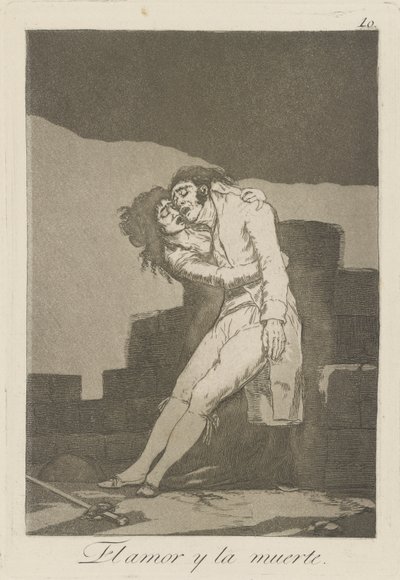 rakkaus ja kuolema (Rakkaus ja kuolema.), pl. 10 sarjasta The Caprices tekijältä Francisco de Goya