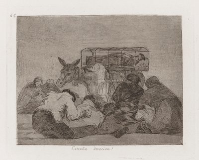Outoa omistautumista! (Strange Devotion!), levy 66 julkaisusta The Disasters of War tekijältä Francisco de Goya