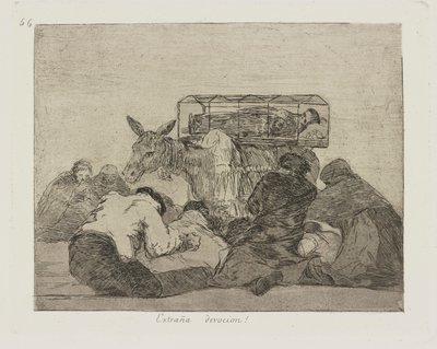 Outoa omistautumista! (Strange Devotion!), pl. 66 sarjasta The Disasters of War tekijältä Francisco de Goya