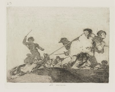 Hän ansaitsi sen. (Olen ansainnut sen.), pl. 29 sarjasta The Disasters of War tekijältä Francisco de Goya