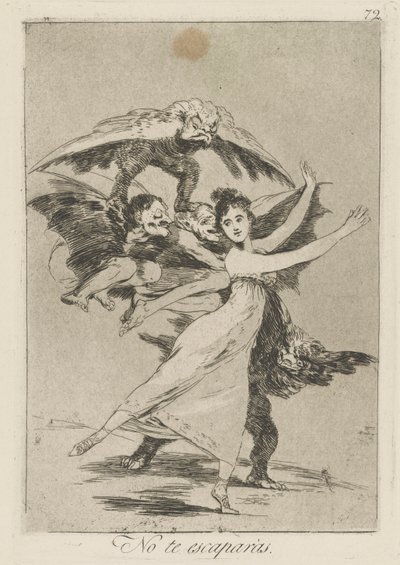 No te escapr?s. (Et pakene.), pl. 72 sarjasta Los caprichos tekijältä Francisco de Goya