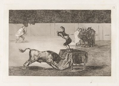Toinen hänen hulluutensa samalla aukiolla (Toinen hulluus samassa renkaassa), levy 19 La tauromaquiasta tekijältä Francisco de Goya