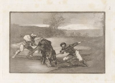 Toinen tapa metsästää? jalka (Toinen tapa metsästää jalan), levy 2 La tauromaquiasta tekijältä Francisco de Goya