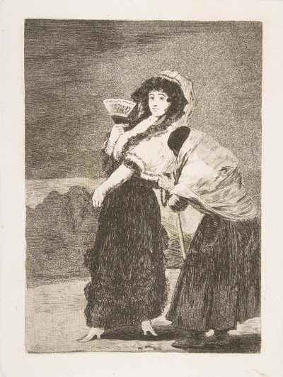 Levy 16 Los Caprichosista: Taivaan tähden: ja se oli hänen äitinsä Dios la Perdone..., 1797-98. tekijältä Francisco de Goya