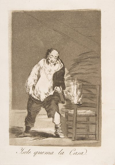 Levy 18 Los Caprichosista: Ja hänen talonsa on tulessa Ysele quema la Casa., 1799. tekijältä Francisco de Goya