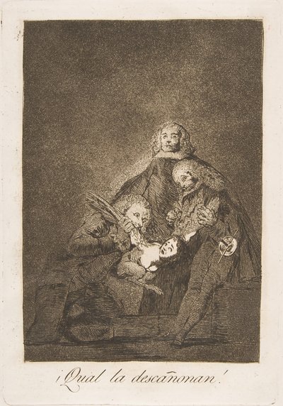 Levy 21 Los Caprichosista: Kuinka he kynivät hänet! Laadukas decannon!, 1799. tekijältä Francisco de Goya