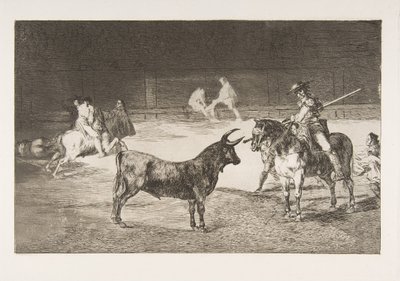 Tauromachian levy 27: Juhlattu pistäjä Fernando del Toro vetää tulen..., tekijältä Francisco de Goya