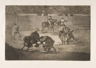 Tauromachian levy 29: Pepe Illo tekee leikkauksen läpi., tekijältä Francisco de Goya