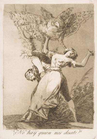 Kilpi 75 Los Caprichosista: Eikö ole ketään, joka vapauttaisi meidät? Eikö kukaan irrottaisi meidät, 1799. tekijältä Francisco de Goya