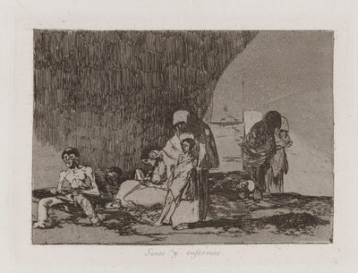 Terveet ja sairaat, levy 57 julkaisusta The Disasters of War tekijältä Francisco de Goya