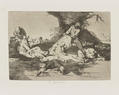 Katso hyväksyntä. (He käyttävät niitä.), pl. 16 sarjasta Los desastres de la guerra (Sodan katastrofit) tekijältä Francisco de Goya