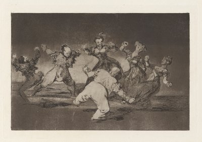 Si Marina Bayl?, tome lo que hall? (Jos Marion tulee tanssimaan, sitten hänen on otettava seuraukset), sarjasta Los disparates (Los proverbios) tekijältä Francisco de Goya
