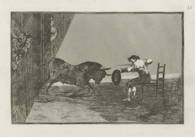 Temeridad de Martincho en la plaza de Zaragoza (Martinchon rohkeus kehässä Zaragozassa), levy 18 La tauromaquiasta tekijältä Francisco de Goya