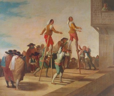 Puujalat (Los Zancos). 1791-92 tekijältä Francisco de Goya