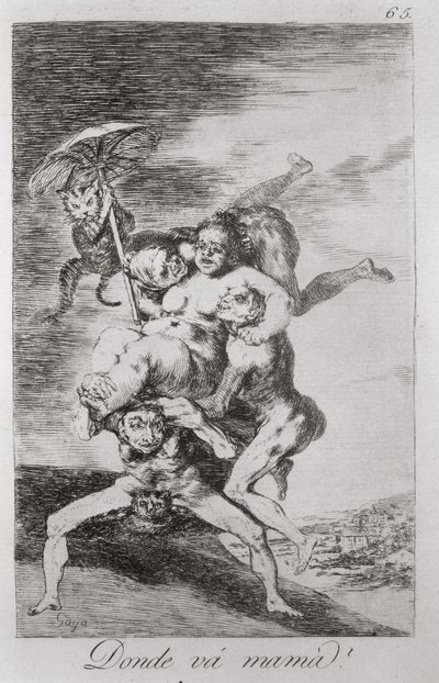 193-0082165 Minne äiti menee?, "Los caprichos" -levy 65 tekijältä Francisco Jose de Goya y Lucientes