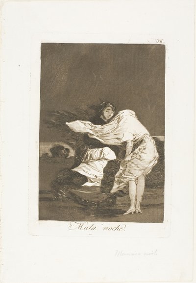 A Bad Night, levy 36 Los Caprichosilta tekijältä Francisco Jose de Goya y Lucientes