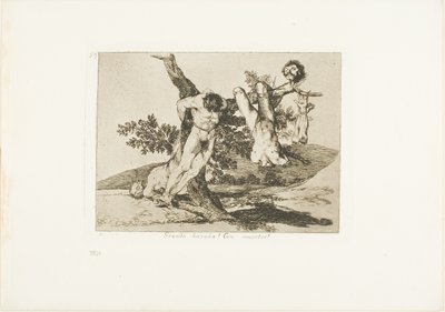 Sankarillinen saavutus! With Dead Men!, levy 39 julkaisusta The Disasters of War tekijältä Francisco Jose de Goya y Lucientes