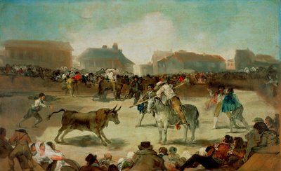 Kylän härkätaistelu - Goya, Francisco, de (1746-1828) - 1812-1814 - Öljy puulle - 45x72 - San Fernando Royal Academy of Fine Arts, Madrid ©FineArtImages/Leemage tekijältä Francisco Jose de Goya y Lucientes