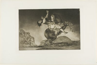 Nainen ja hevonen, anna jonkun muun hallita niitä, levy kymmenen Los Proverbiosista tekijältä Francisco Jose de Goya y Lucientes