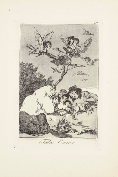 Kaikki putoavat (Todos Caeràn) Levy 19 alkaen: Los Caprichos tekijältä Francisco Jose de Goya y Lucientes