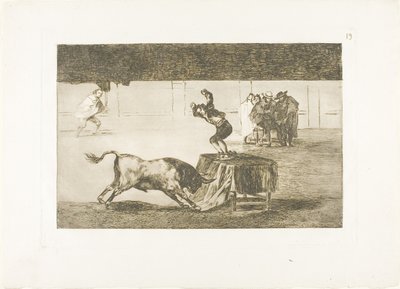 Toinen hänen hulluutensa samassa kehässä, levy 19 The Art of Bullfightingista tekijältä Francisco Jose de Goya y Lucientes
