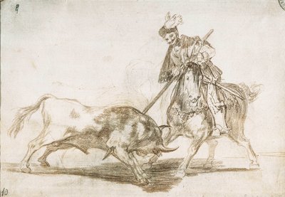 Härkätaistelu: Cid lävistää toisen härän keihästään 1815-16 (valmistelupiirros) tekijältä Francisco de Goya