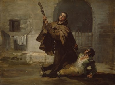 Munkki Pedro Seurat El Maragato aseen perän kanssa, noin 1806 (öljy paneelille). tekijältä Francisco Jose de Goya y Lucientes