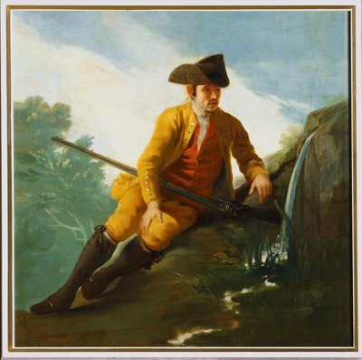 Metsästäjä istuu suihkulähteellä ... (maalaus kankaalle) tekijältä Francisco Jose de Goya y Lucientes
