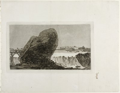 Maisema ja vesiputous, ennen vuotta 1810 tekijältä Francisco de Goya