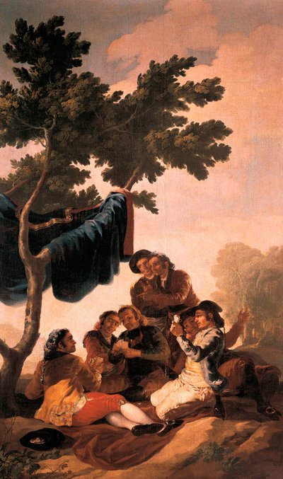 ""Kortinpelaajat"" Francisco de Goya y Lucientesin (1746-1828) maalaus kuninkaallisessa kuvakudosmanufaktuurissa El Pardon palatsin ruokasaliin vuonna 1778 tehdylle kuvakudokselle. Prado-museo. Madrid tekijältä Francisco Jose de Goya y Lucientes